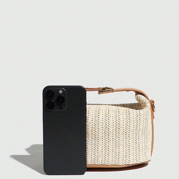 White Glamorous Women's Mini Handbag With Lock Button - Picture 4 of 10